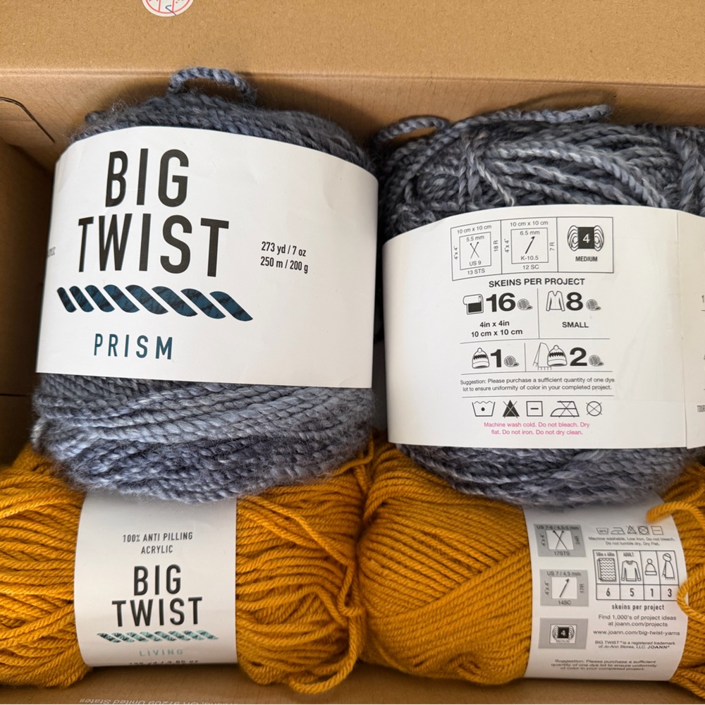 Big Twist Prism and Living Yarn Bundle - Gray and Yellow